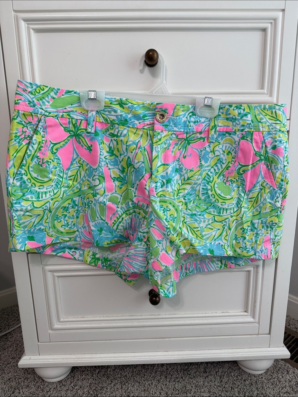 Lilly Pulitzer Pink & Lime Green Printed Jean Shorts